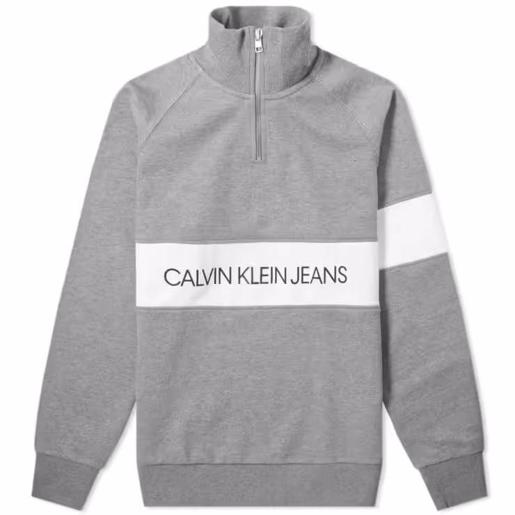Calvin Klein Jeans Institutional Logo Quarter Zip Sweatshirt 'Grey'