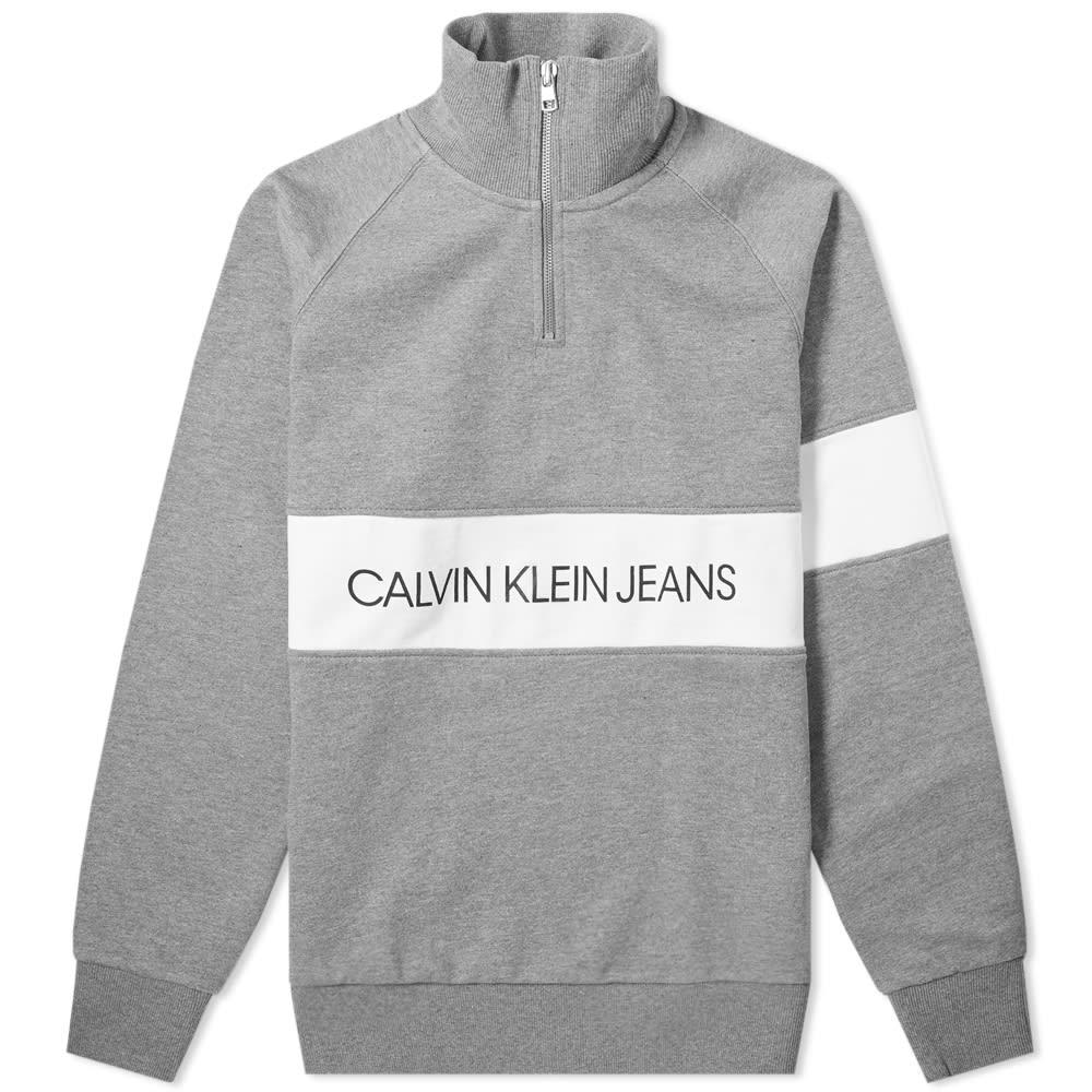 Calvin Klein Jeans Institutional Logo Quarter Zip Sweatshirt 'Grey' |  MRSORTED