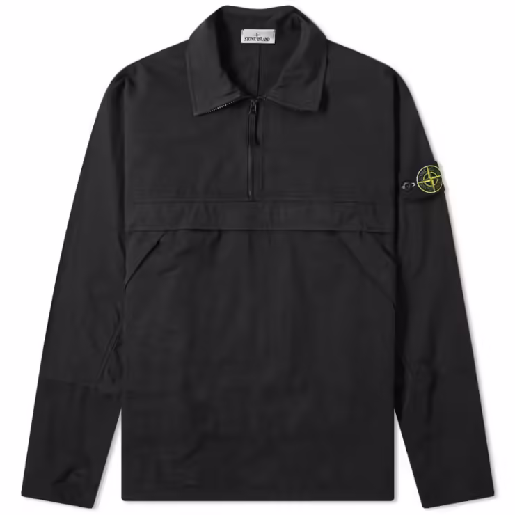 Stone Island Quarter Zip Ripstop Overshirt 'Black'