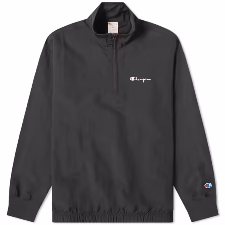 Champion Reverse Weave Half Zip Track Jacket in Black