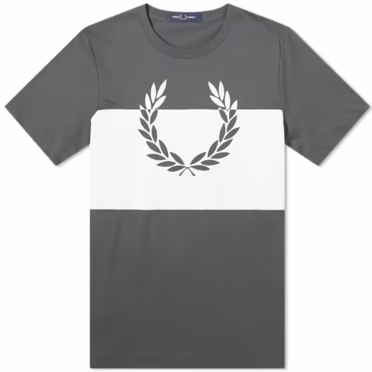 Fred Perry Printel Laurel T-Shirt in Gunmetal Grey