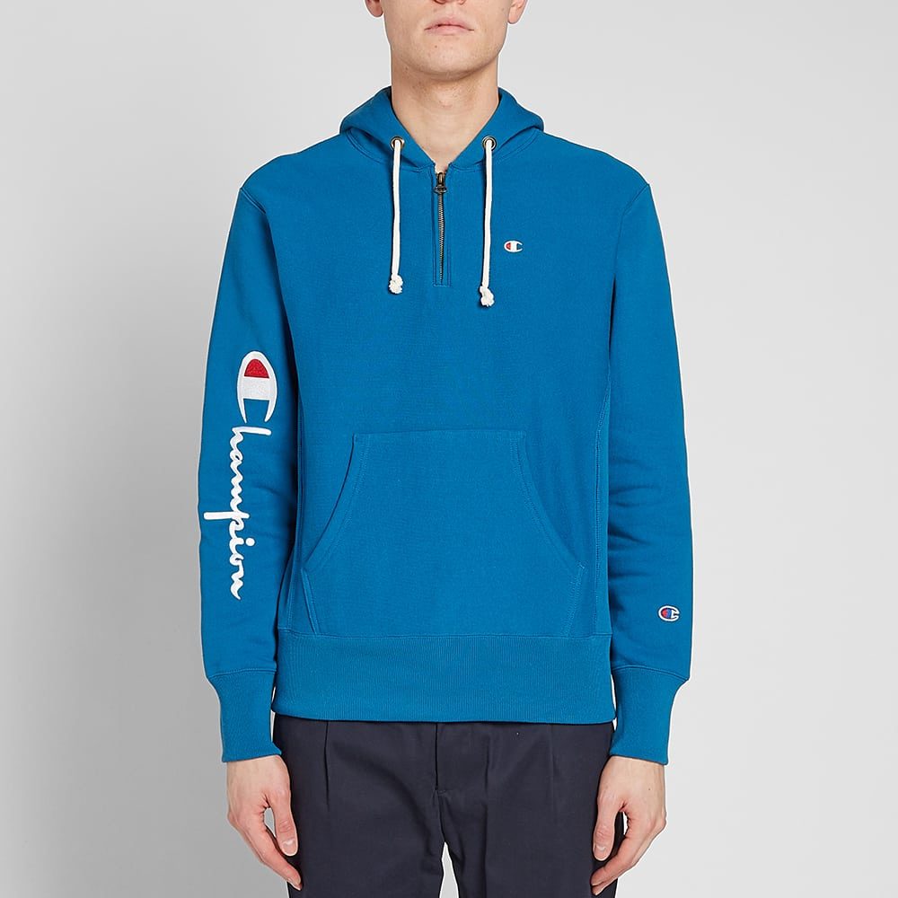 Champion Reverse Weave Half Zip Hoody Blue MRSORTED