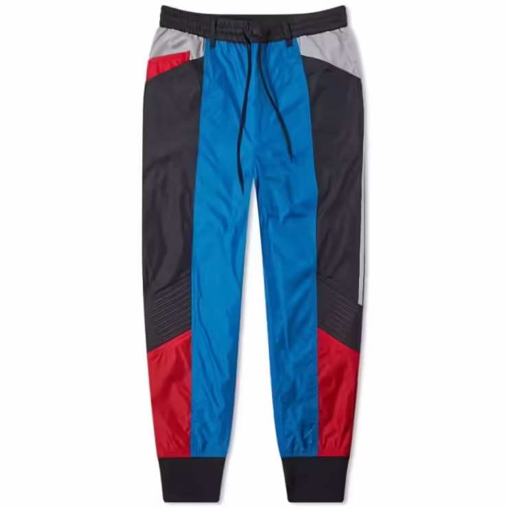 Y-3 Yohji Yamamoto Retro Block Shell Trackpants in Blue, Red and Grey