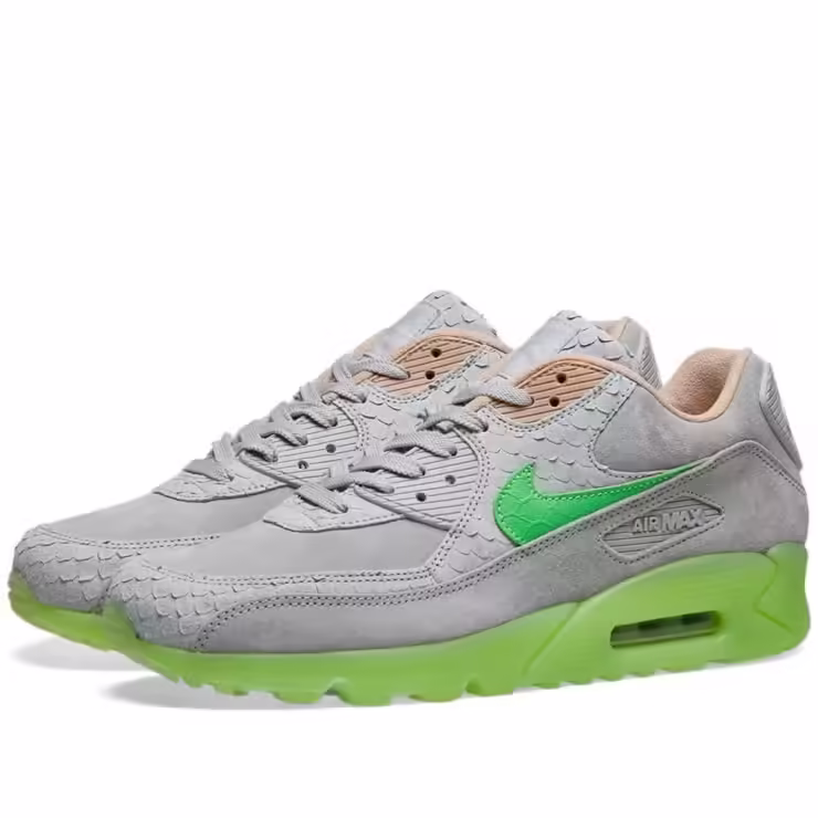 Nike Air Max 90 Premium 'New Species' in Pure Platinum and Electric Green