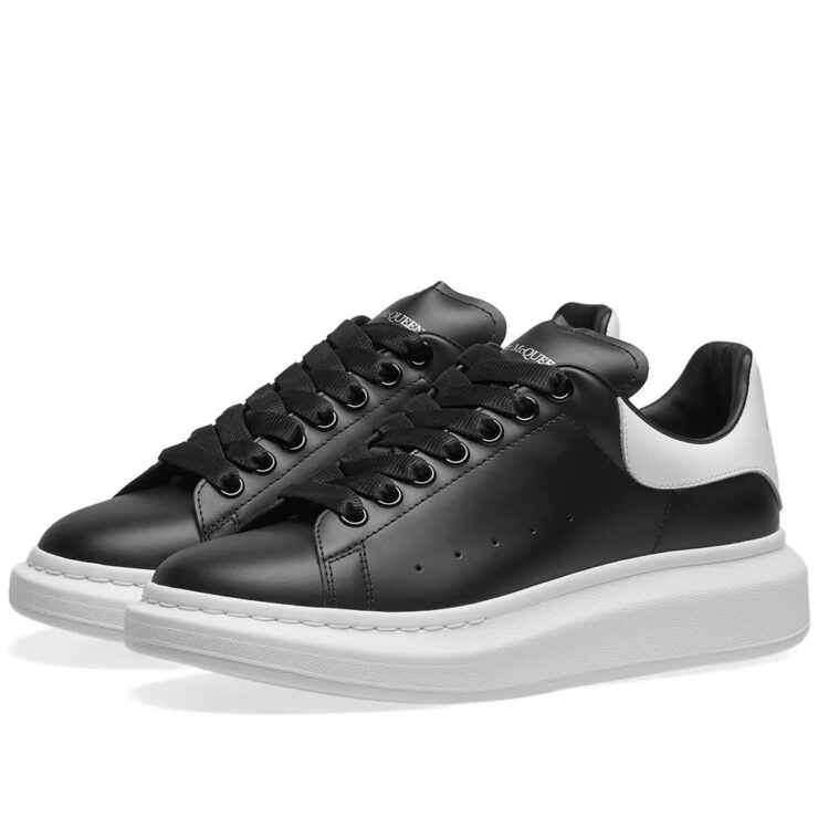 Alexander McQueen Court Wedge Sole Sneakers 'White & Black' | MRSORTED