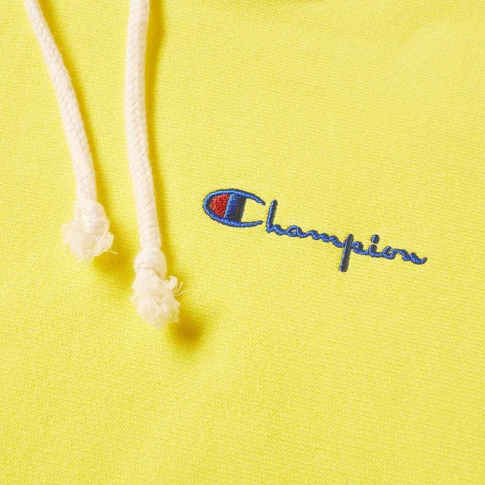 Champion Reverse Weave Small Script Hoody 'Yellow' | MRSORTED