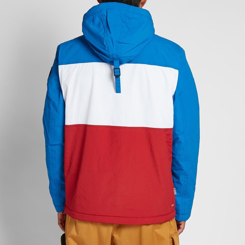 Napapijri Panelled Rainforest Winter Jacket in Blue, White and Red