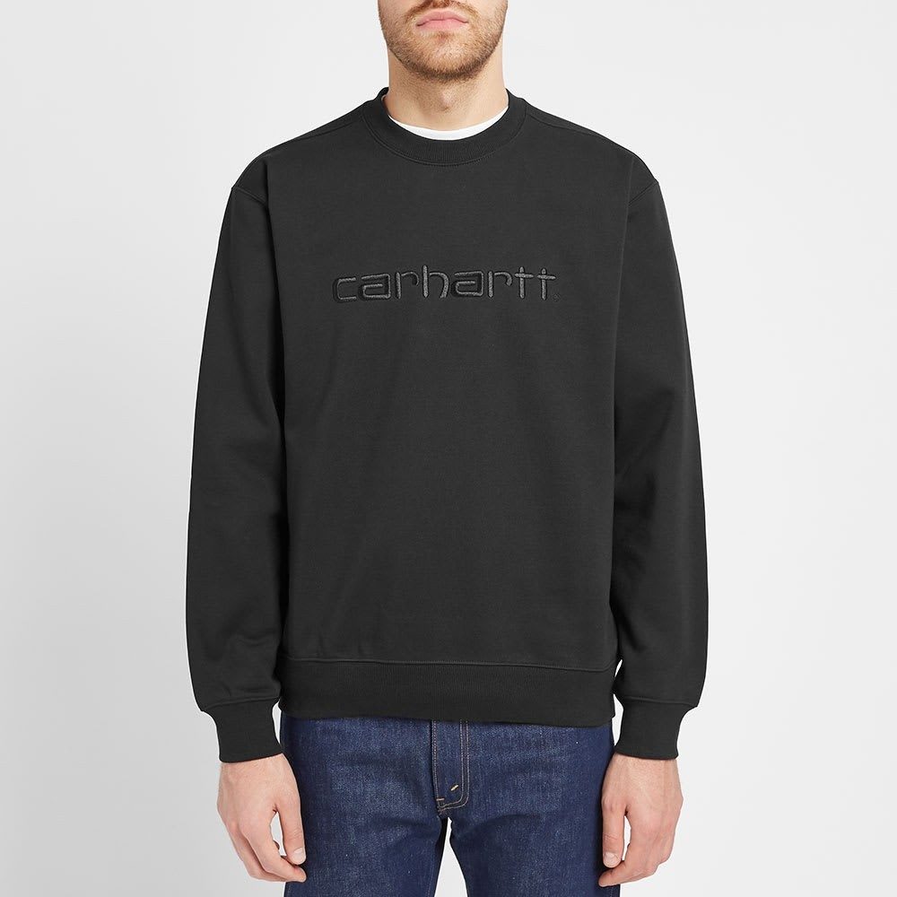 12 06 2019 carhartt carharttsweat blackblack i027092 8991 bb m1 jpg Carhartt Logo Crewneck Sweater in Black