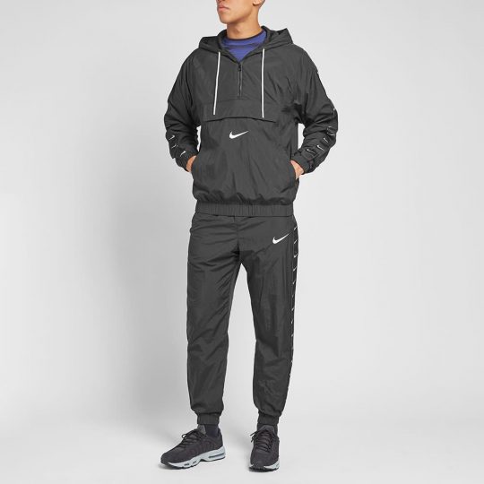 Nike Taped Swoosh Windbreaker Jacket 'Black' | MRSORTED