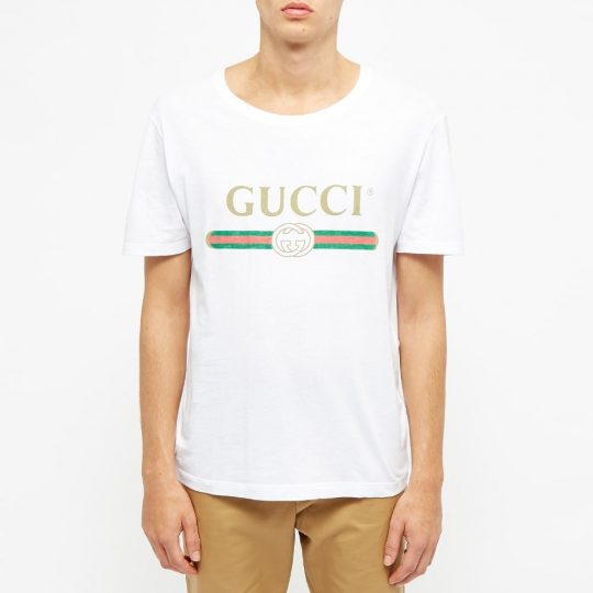 Gucci Fake Logo T-Shirt 'White' | MRSORTED