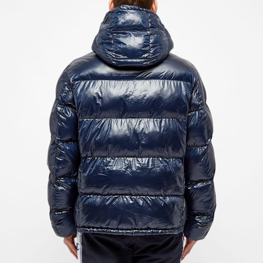 champion long puffer jacket with logo