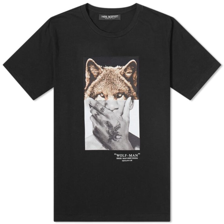 Neil Barrett Wolf-Man T-Shirt in Black