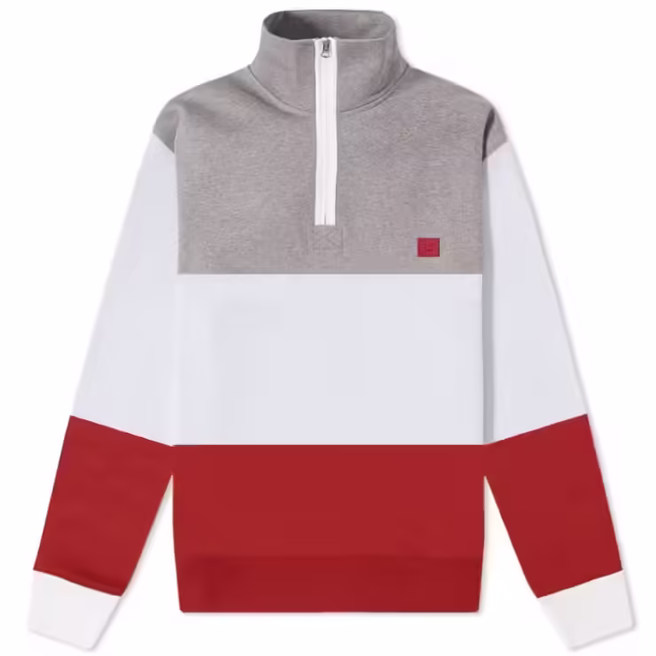 Acne Studios Half-Zip Flint Flag Sweatshirt in Light Grey Melange
