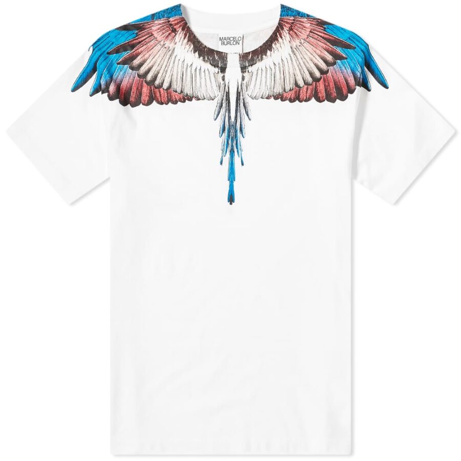 Marcelo Burlon Wings Basic T-Shirt 'White & Burgundy' | MRSORTED