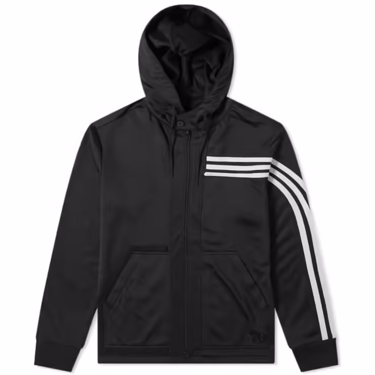 Y-3 3 Stripe Hooded Track Jacket 'Black & Ecru'