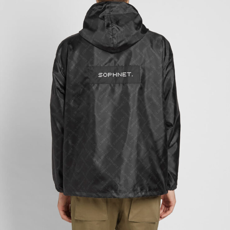 SOPHNET. Monogram Hooded Windbreaker 'Black' | MRSORTED