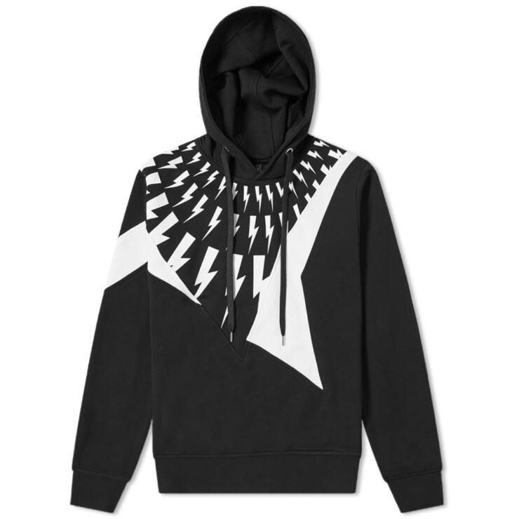 Neil Barrett Lightning Bolt Patchwork Hoody 'Black'