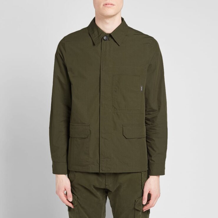 Paul Smith Ripstop Zip Chore Overshirt Jacket 'Khaki' | MRSORTED