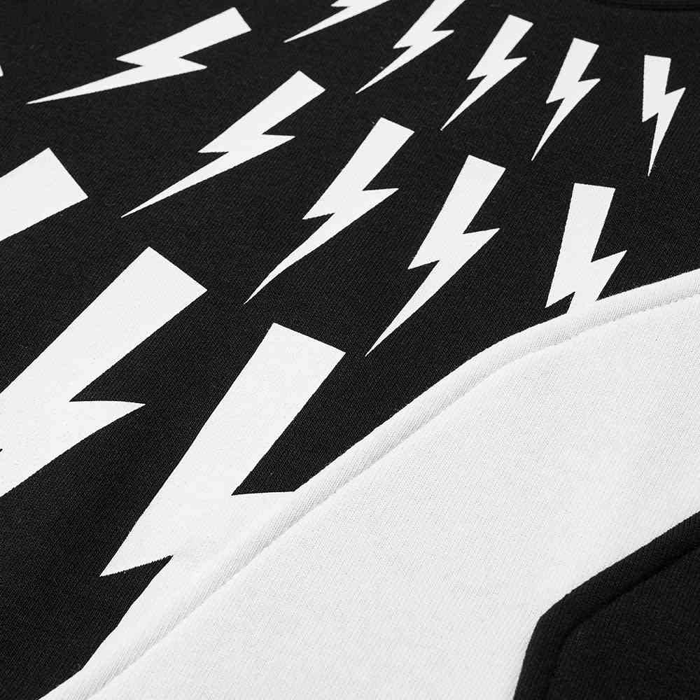 Neil Barrett Panel Lightning Bolt Crewneck Sweatshirt 'Black' | MRSORTED
