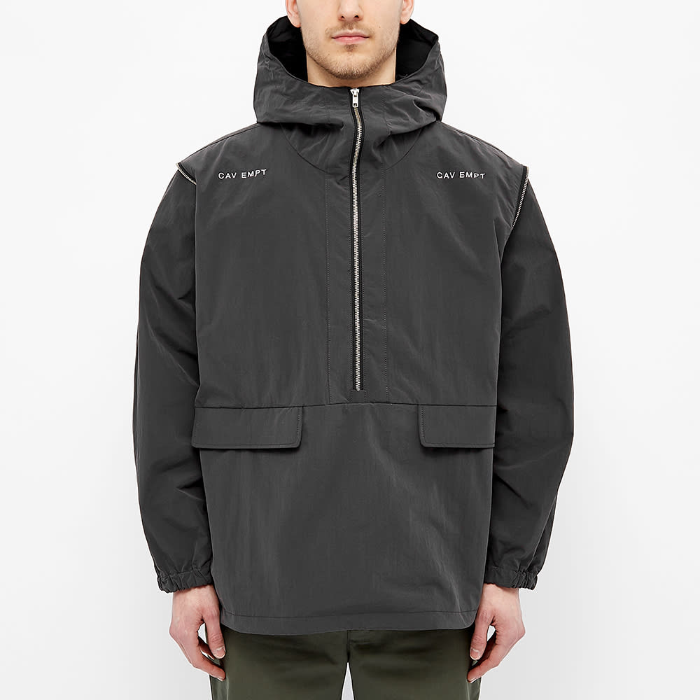 Cav Empt Concealed Sleeve Hooded Half Zip Jacket Black MRSORTED