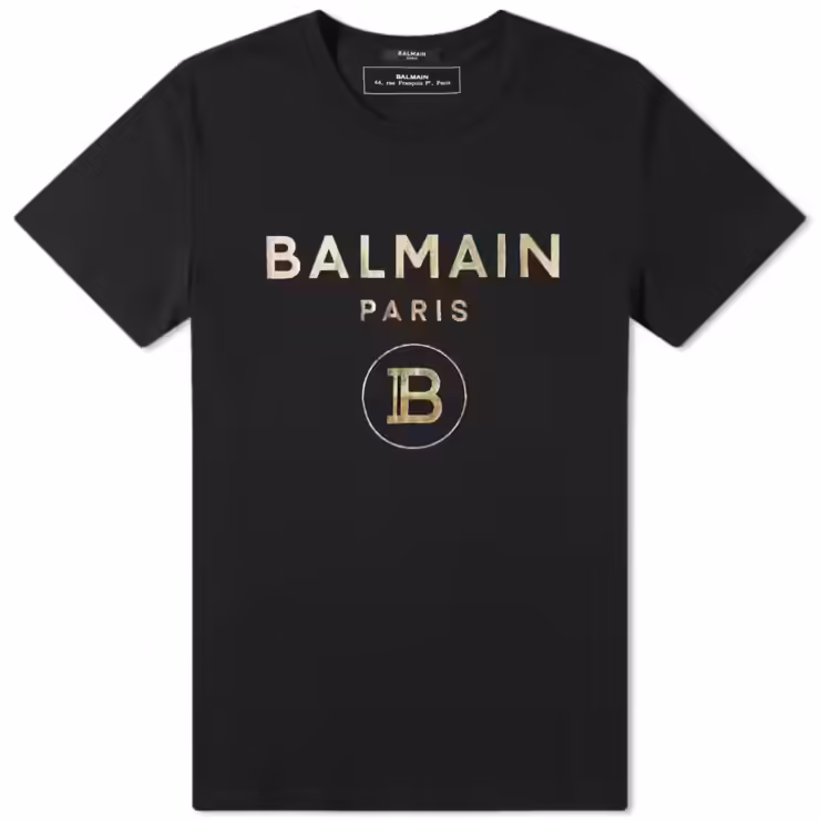Balmain Foil Logo T-Shirt 'Black & Gold'