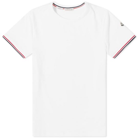 Moncler Striped Sleeves Logo T-Shirt 'White' | MRSORTED
