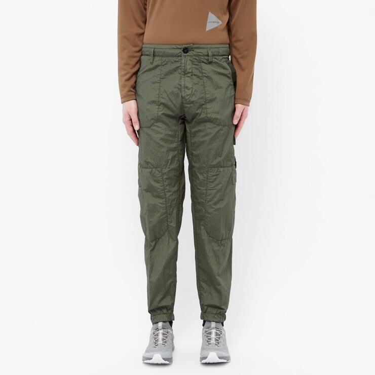 Stone Island Seersucker Cargo Pants 'Olive' | MRSORTED