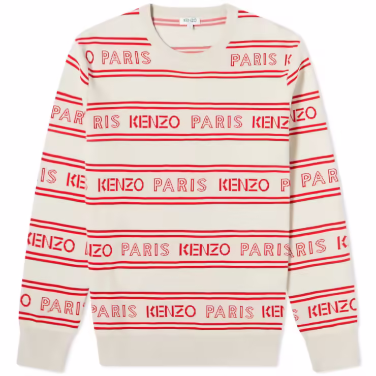 Kenzo Jacquard All-Over Logo Knitted Crewneck 'Off White'