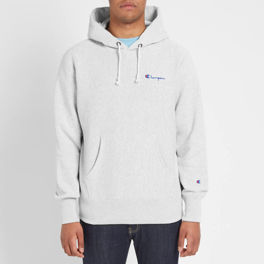 Champion Small Script Logo Hoody 'Grey' | MRSORTED