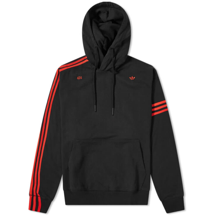 adidas hoodie black red stripes