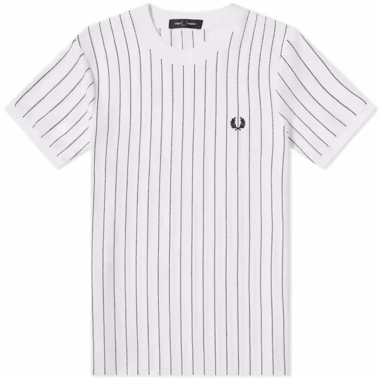 Fred Perry Vertical Stripe Pique T-Shirt 'Snow White'