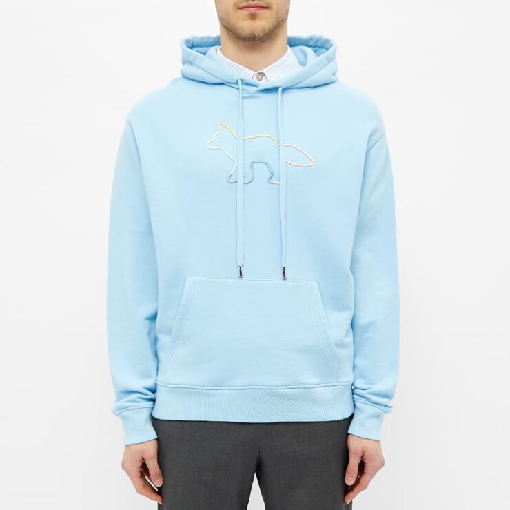 Maison Kitsuné Rainbow Fox Hoody 'Light Blue' | MRSORTED