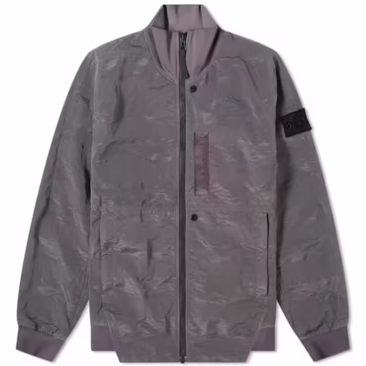 Stone Island Shadow Project Striped Nylon Metal Bomber Jacket 'Pewter Grey'
