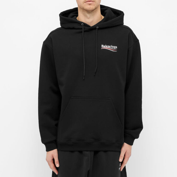 Balenciaga Political Campaign Logo Hoody 'Black' | MRSORTED