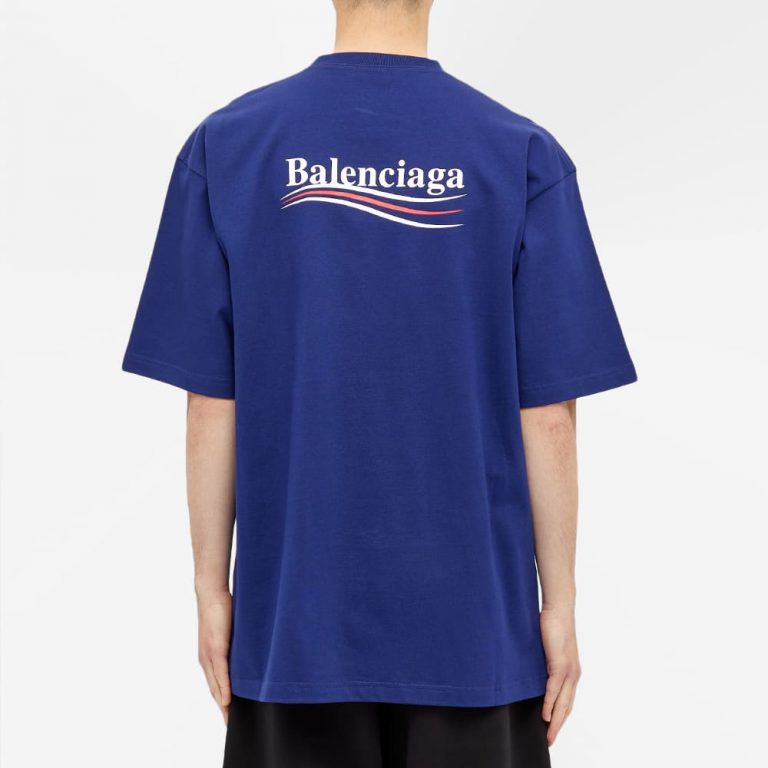 Balenciaga Political Campaign Logo T-Shirt 'Pacific Blue' | MRSORTED