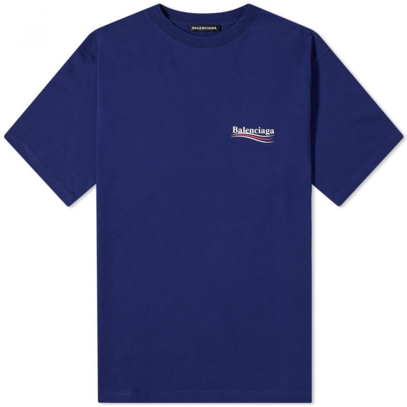 Balenciaga Political Campaign Logo T-Shirt 'Pacific Blue' | MRSORTED