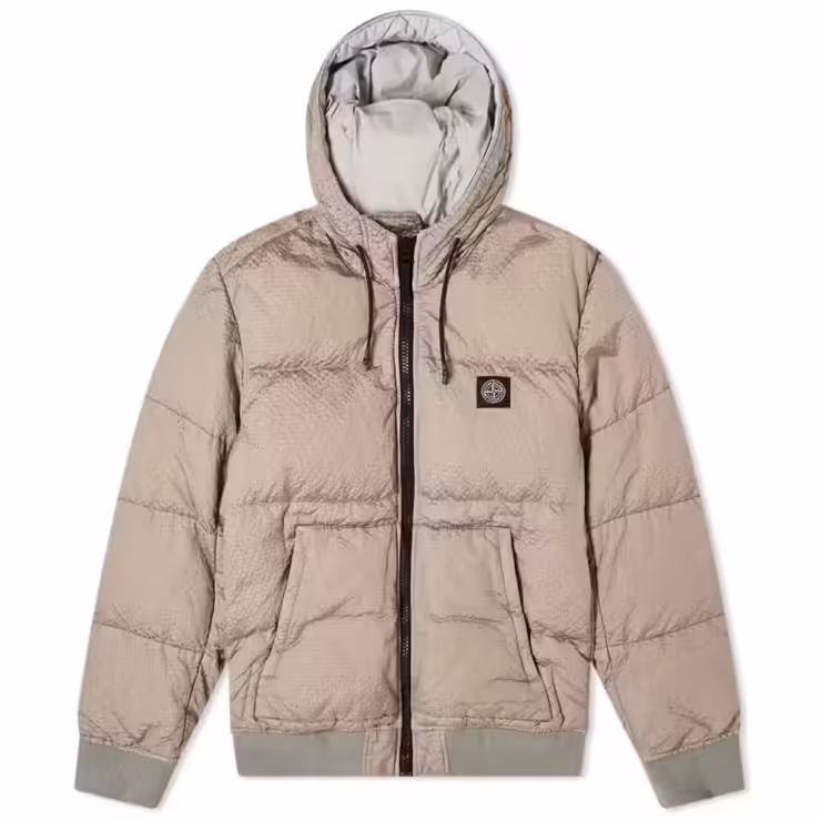 Stone Island Seersucker Nylon Down Jacket 'Pearl Grey'