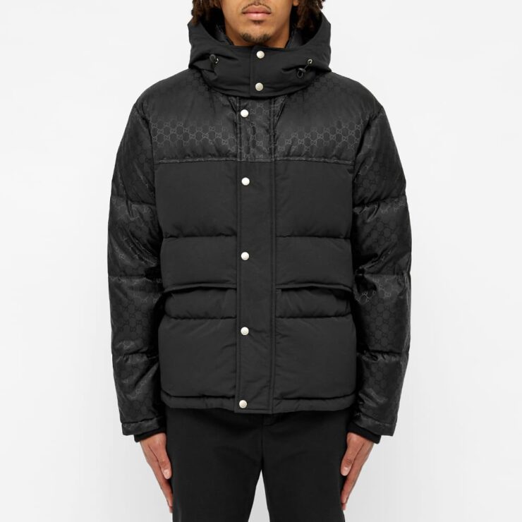 Gucci // Black Detachable Sleeve Monogram Puffer Jacket – VSP Consignment