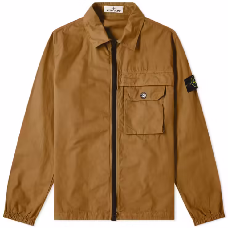 Stone Island Garment Dyed Zip Overshirt 'Tobacco'
