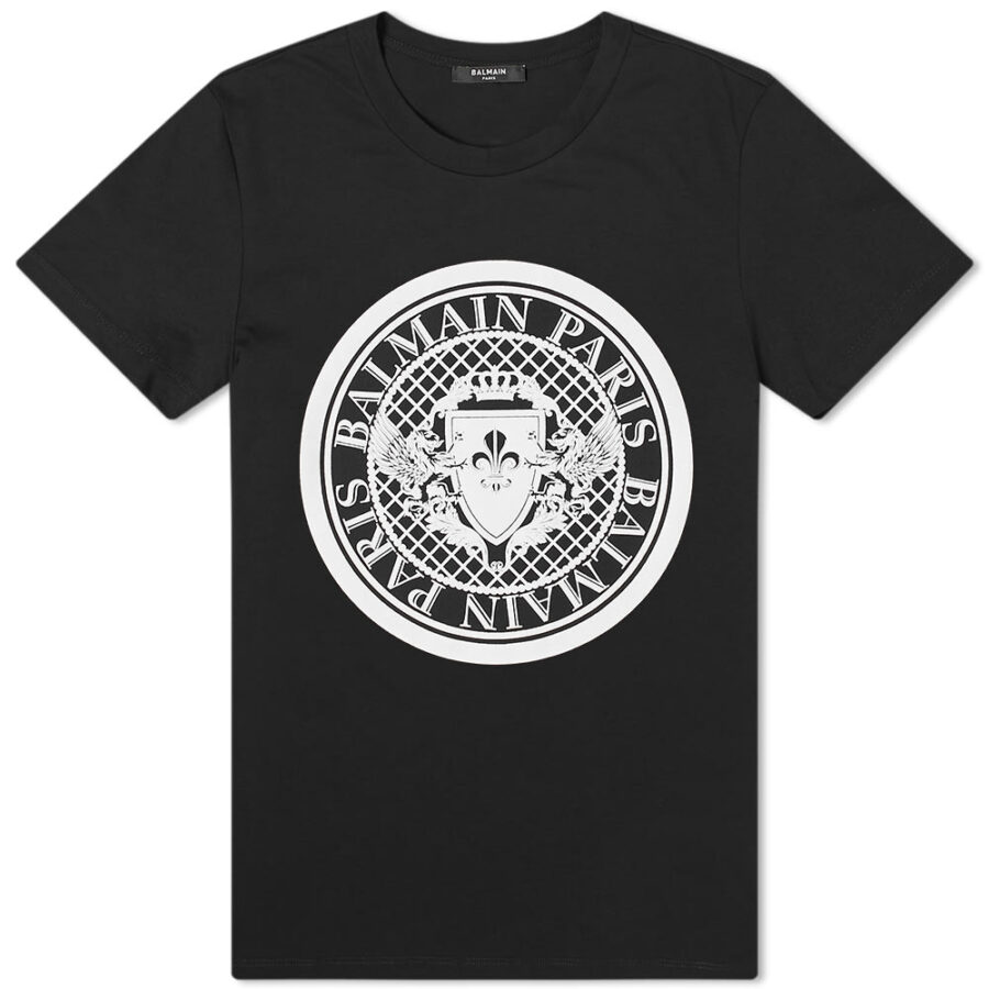 Balmain Flocked Coin Logo T-Shirt 'Black' | MRSORTED