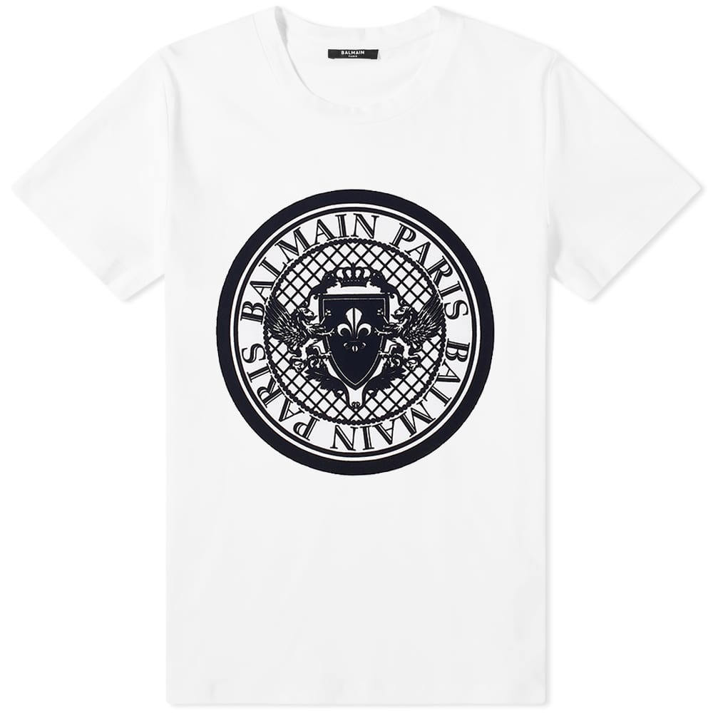 Balmain Flocked Coin Logo T-Shirt 'White' | MRSORTED