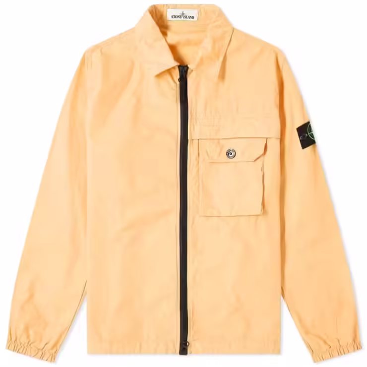 Stone Island Garment Dyed Zip Overshirt 'Orange'
