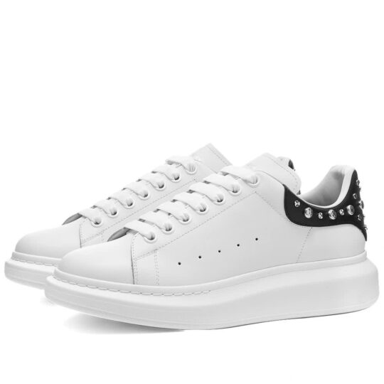Alexander McQueen Studded Wedge Sole Sneakers 'White & Black' | MRSORTED