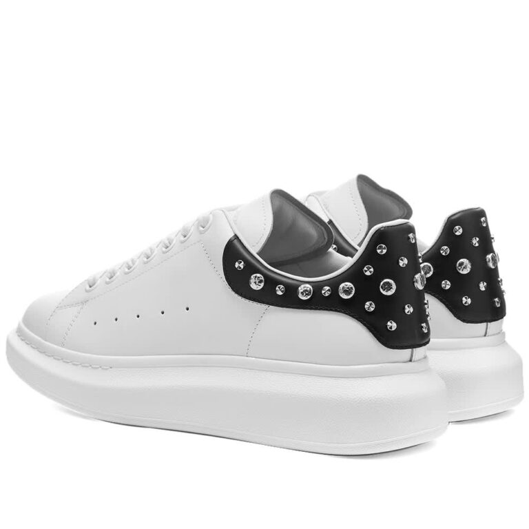 Alexander McQueen Studded Wedge Sole Sneakers 'White & Black' | MRSORTED