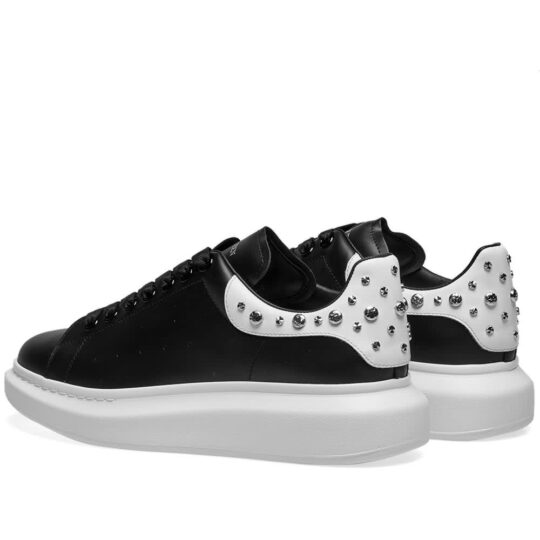 Alexander McQueen Studded Wedge Sole Sneakers 'Black & White' | MRSORTED