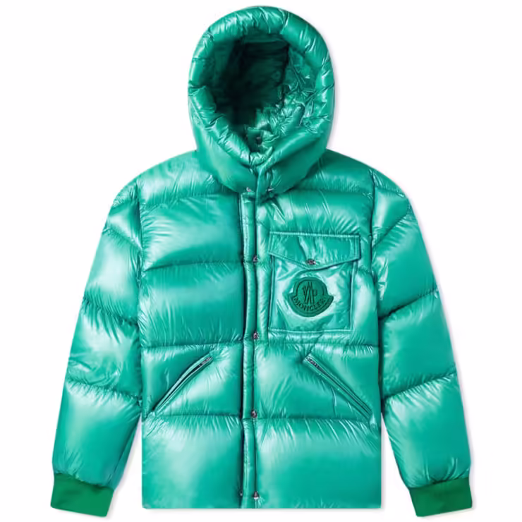 Moncler Lametin Hooded Down Jacket 'Green'