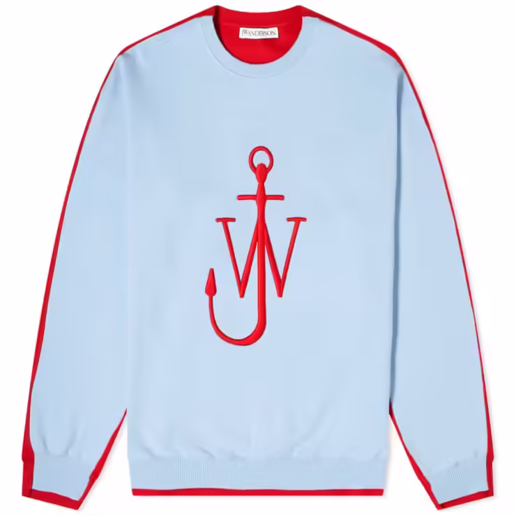 JW Anderson Deconstructed Fleece Back Sweatshirt 'Blue & Red'