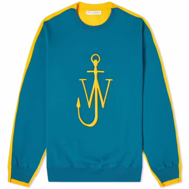 JW Anderson Deconstructed Fleece Back Sweatshirt 'Blue & Yellow'