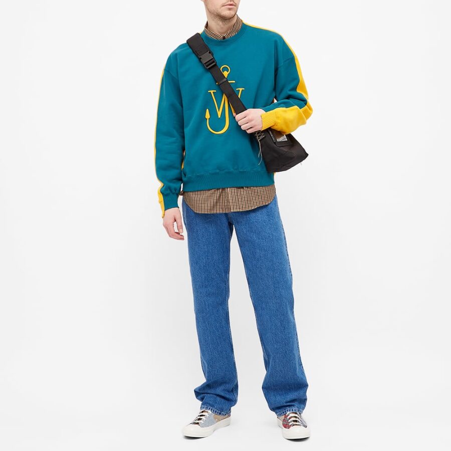 JW Anderson Deconstructed Fleece Back Sweatshirt 'Blue & Yellow' | MRSORTED