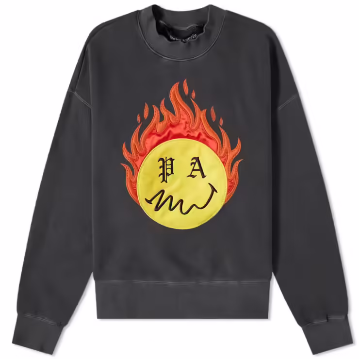 Palm Angels Burning Head Sweatshirt 'Black & Yellow'